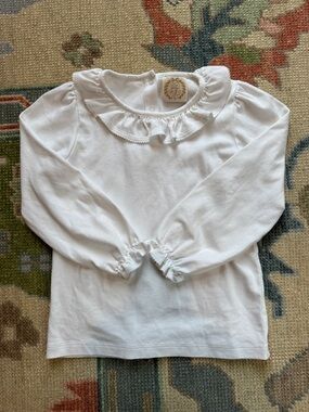The Beaufort Bonnet Company White Ruffle Collar Long Sleeve Top